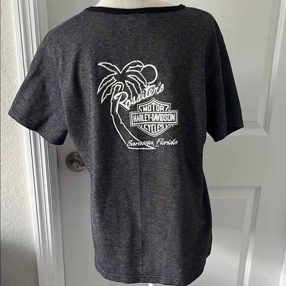 Harley-Davidson Gray Short Sleeve Tee VTG Sarasota Fl Rossiter’s Palm Tree - Picture 6 of 7